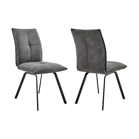 Armen Living Rylee Dining Room Accent Chair in Charcoal Fabric and Black Finish, PK2 LCRYSICHA